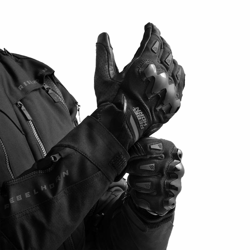Rękawice motocyklowe Rebelhorn Defender czarne