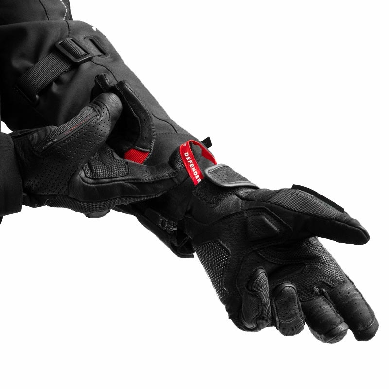 Rękawice motocyklowe Rebelhorn Defender czarno-czerwone