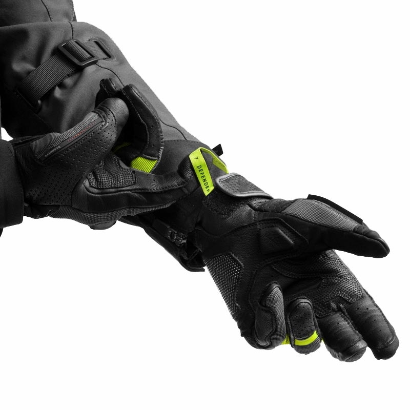 Rękawice motocyklowe Rebelhorn Defender czarno-szaro-fluo-żółte