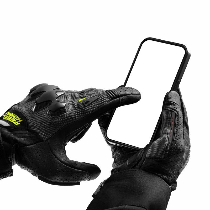 Rękawice motocyklowe Rebelhorn Defender czarno-szaro-fluo-żółte