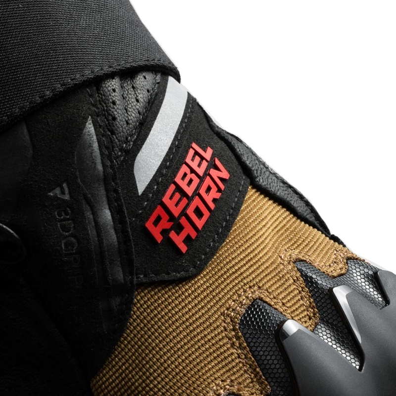 Rękawice motocyklowe Rebelhorn Defender piaskowo-czarno-czerwone