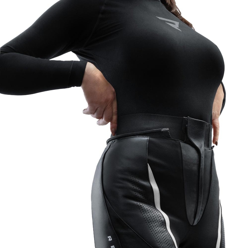 Damskie skórzane spodnie motocyklowe Rebelhorn Diva czarno-białe