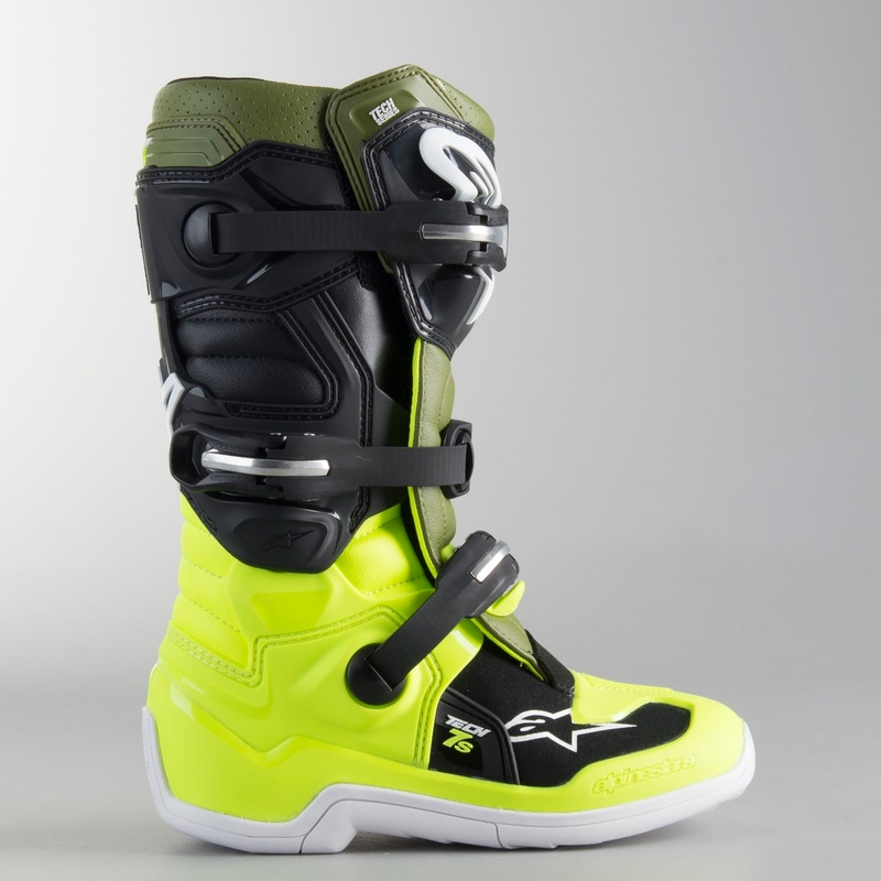 Dziecięce buty motocyklowe Alpinestars Tech 7 S czarno-zielono-fluo żółte