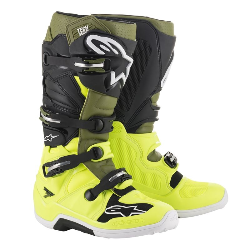 Dziecięce buty motocyklowe Alpinestars Tech 7 S czarno-zielono-fluo żółte