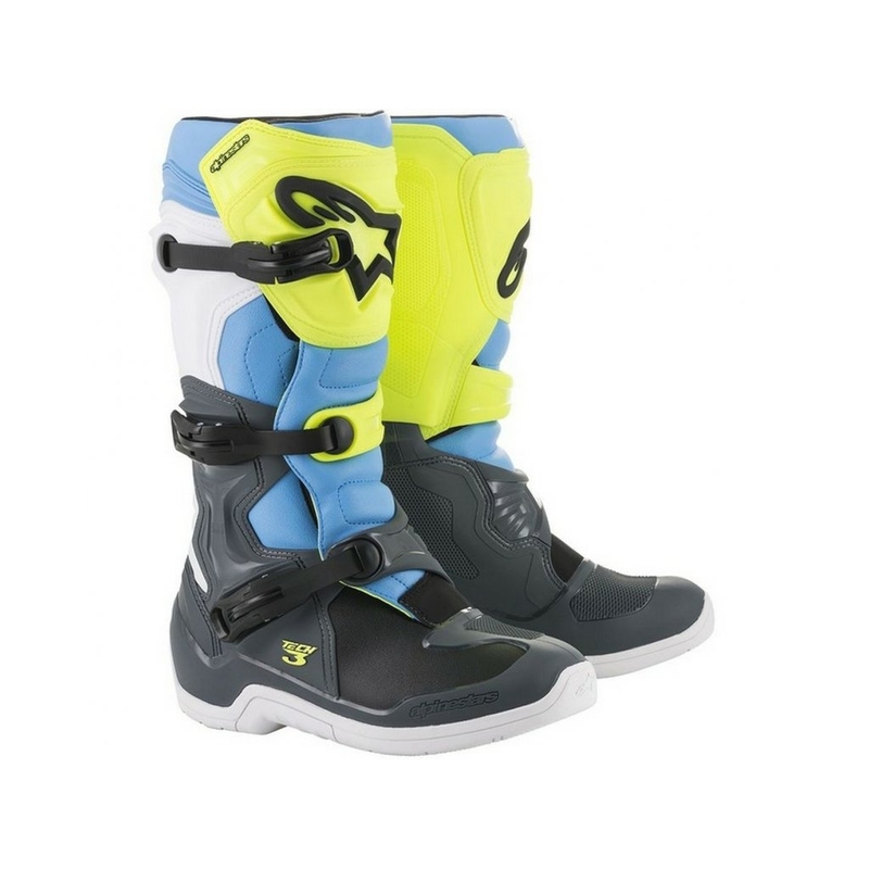 Buty motocyklowe Alpinestars Tech 3 czarno-biało-niebiesko-fluo żółte