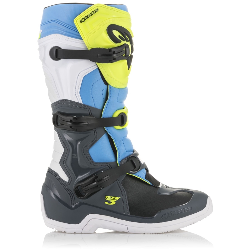 Buty motocyklowe Alpinestars Tech 3 czarno-biało-niebiesko-fluo żółte