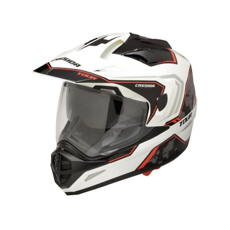 Enduro kask Cassida Tour Globe biało-czarno-czerwony