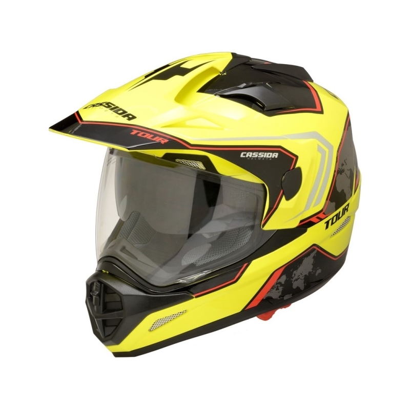Enduro kask Cassida Tour Globe czarno-fluo żółto-czerwony wyprzedaż
