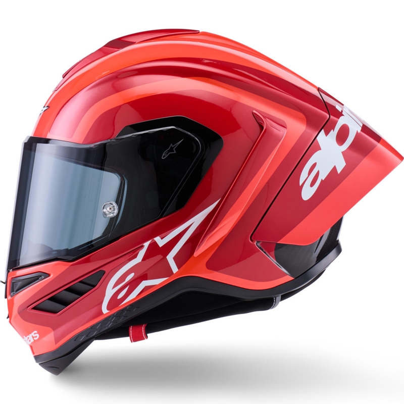 Kask motocyklowy integralny Alpinestars Supertech R10 Arius w kolorze czerwono-czerwono-czarno-białym