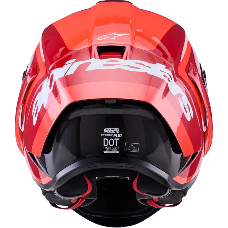 Kask motocyklowy integralny Alpinestars Supertech R10 Arius w kolorze czerwono-czerwono-czarno-białym