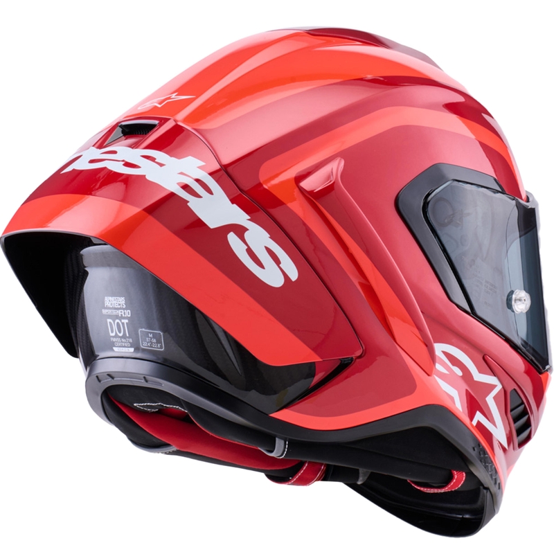 Kask motocyklowy integralny Alpinestars Supertech R10 Arius w kolorze czerwono-czerwono-czarno-białym