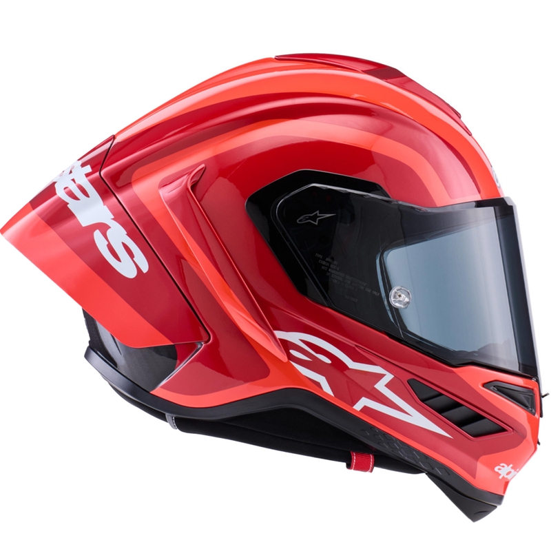 Kask motocyklowy integralny Alpinestars Supertech R10 Arius w kolorze czerwono-czerwono-czarno-białym