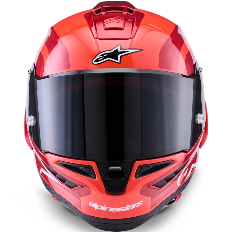 Kask motocyklowy integralny Alpinestars Supertech R10 Arius w kolorze czerwono-czerwono-czarno-białym
