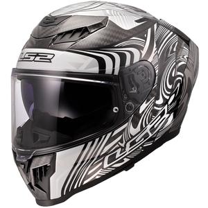 Kask motocyklowy integralny LS2 FF807 Dragon Carbon Enthum błyszczący srebrny