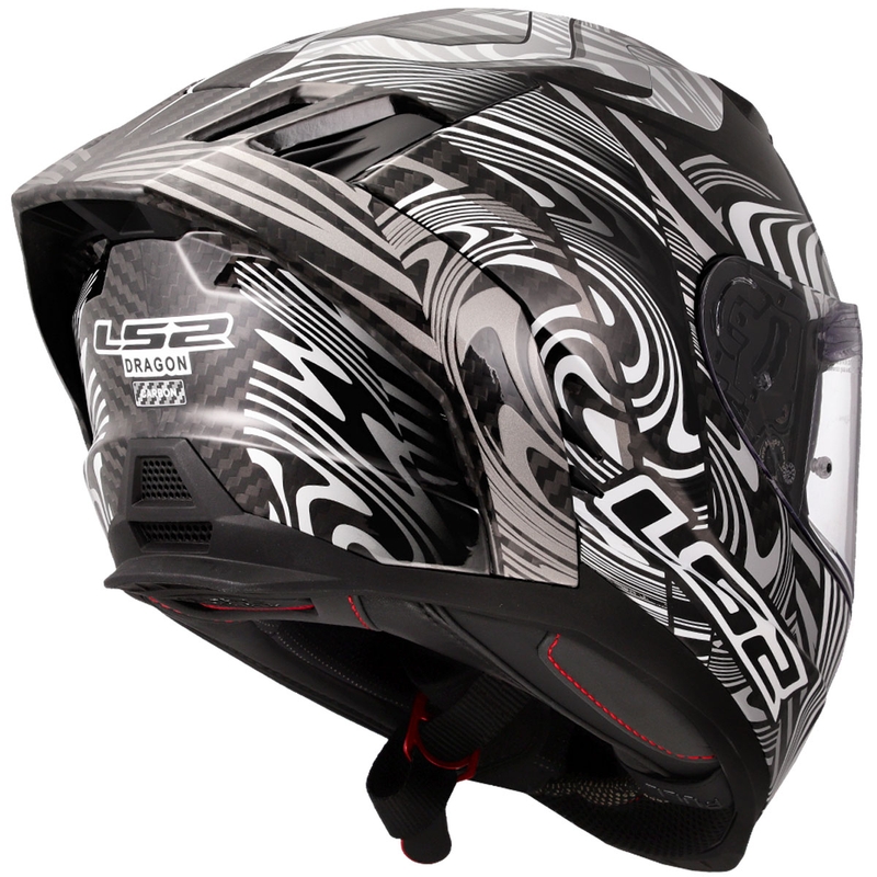 Kask motocyklowy integralny LS2 FF807 Dragon Carbon Enthum błyszczący srebrny