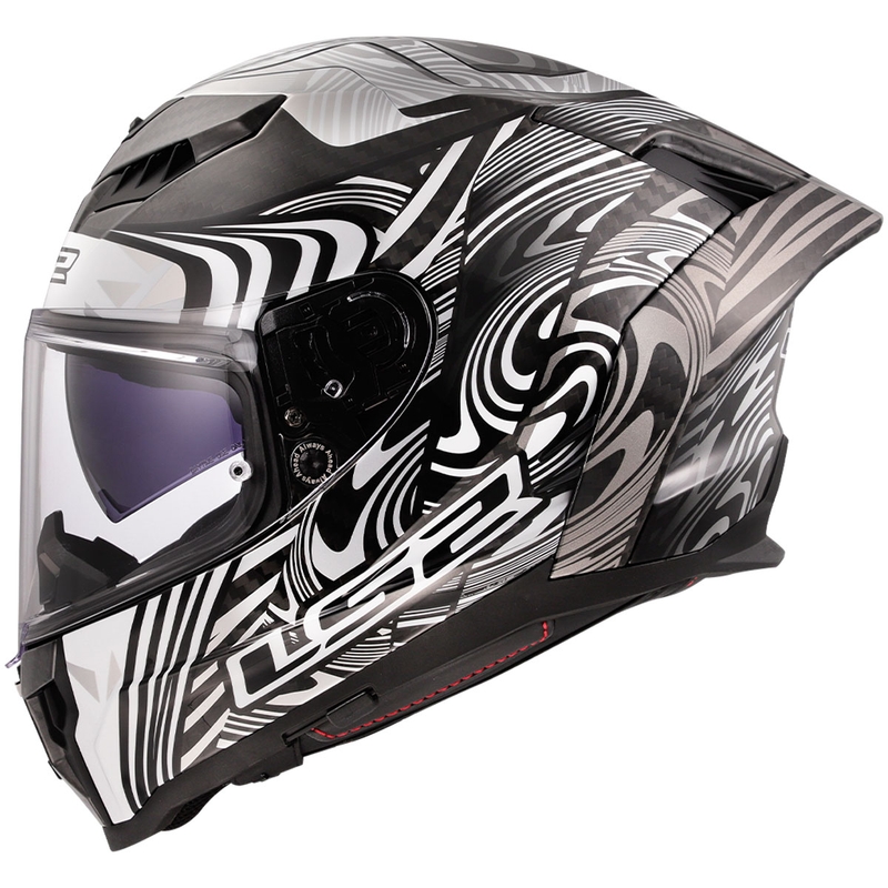 Kask motocyklowy integralny LS2 FF807 Dragon Carbon Enthum błyszczący srebrny