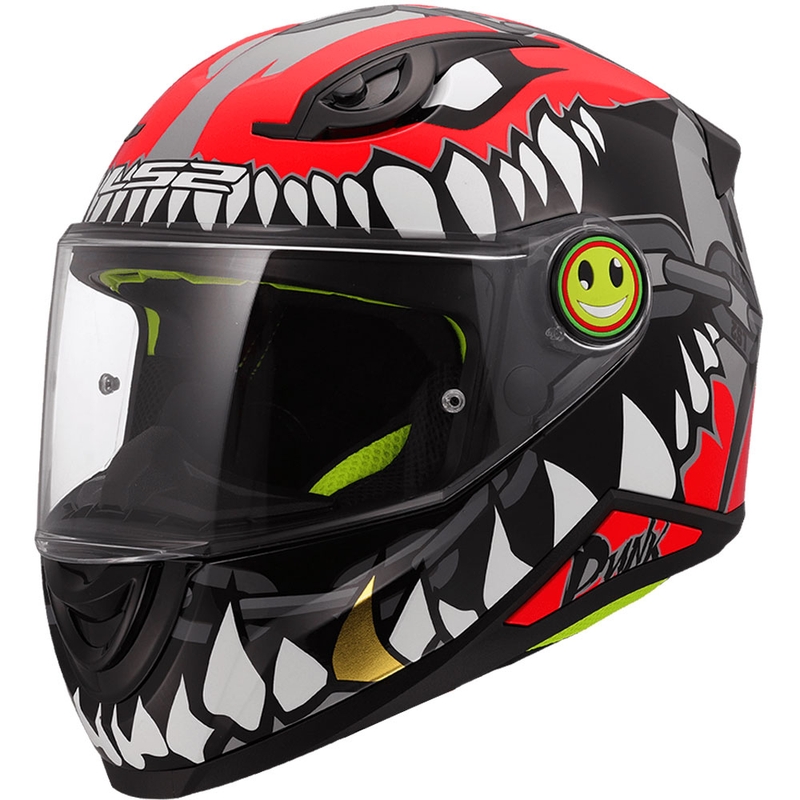 Kask motocyklowy integralny dziecięcy LS2 FF812 Punk połyskujący szaro-czerwony