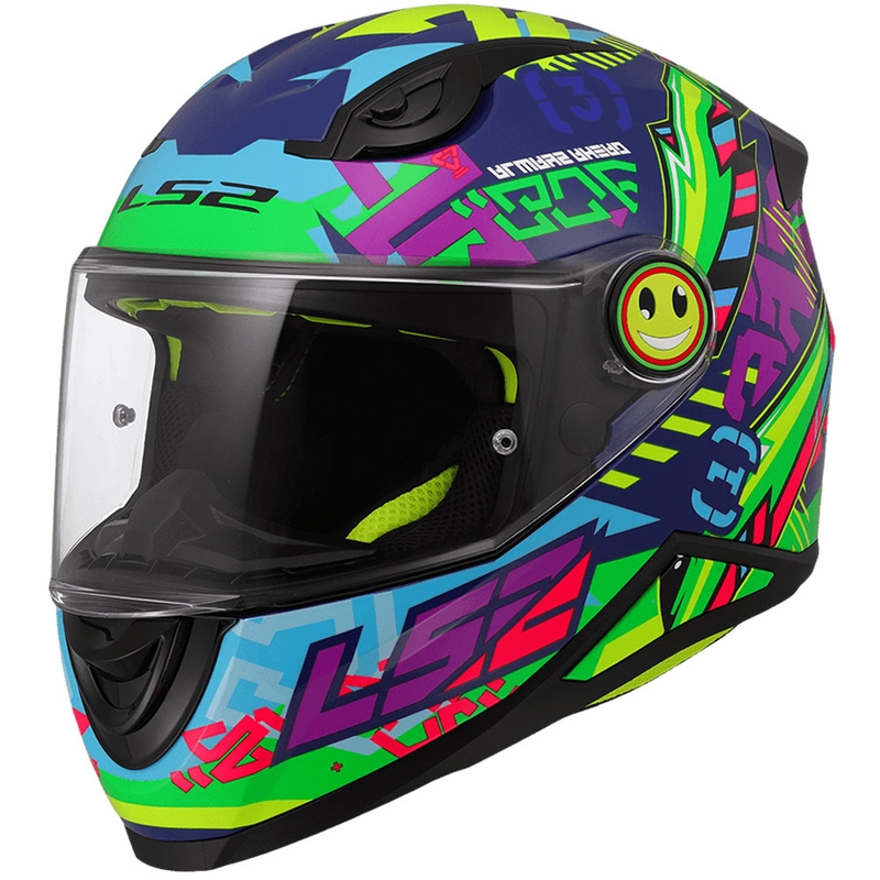 Kask motocyklowy integralny dziecięcy LS2 FF812 Svent połyskujący niebiesko-zielony