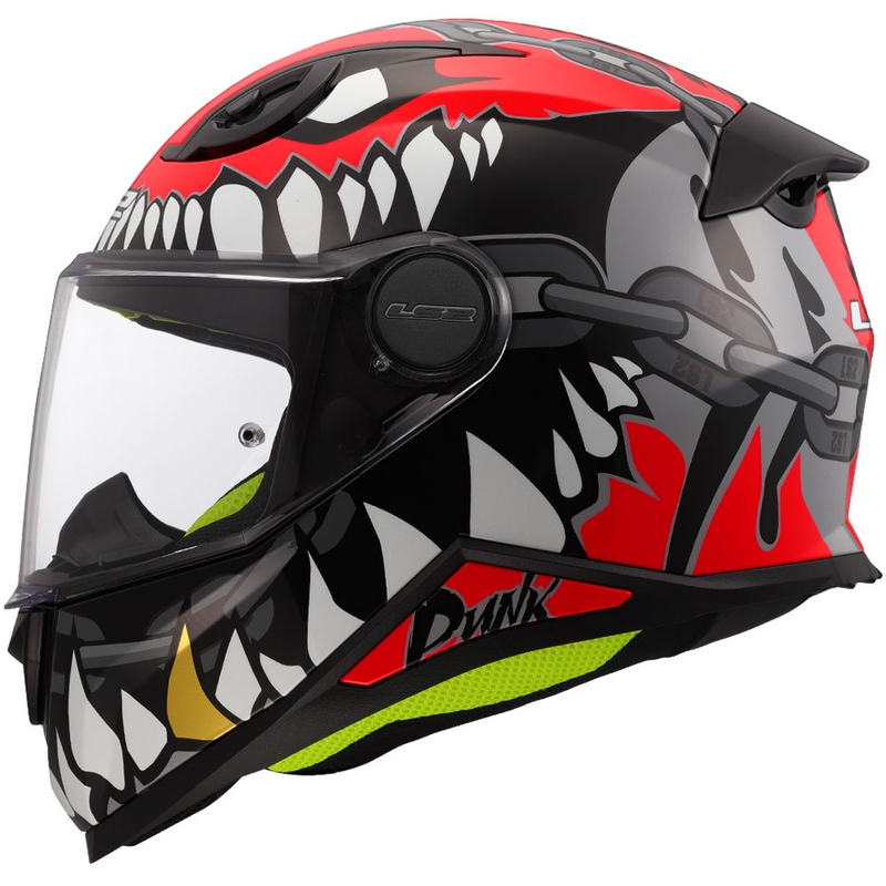 Kask motocyklowy integralny dziecięcy LS2 FF812 Punk połyskujący szaro-czerwony