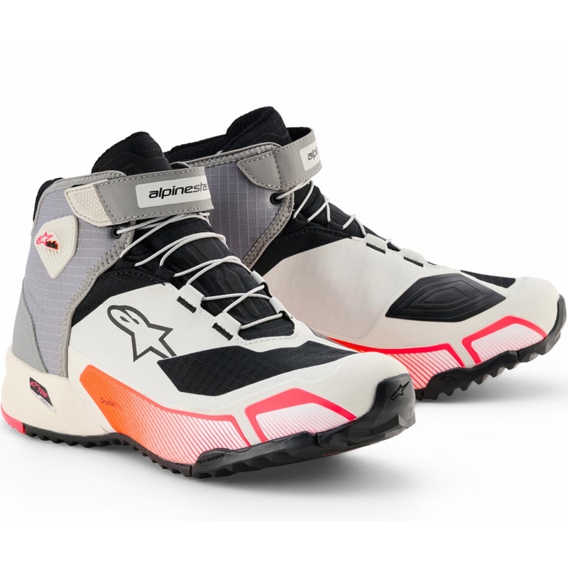 Buty motocyklowe damskie Alpinestars Stella CR-X Drystar w kolorze biało-jasnoszarym-czarnym-fluo-różowym
