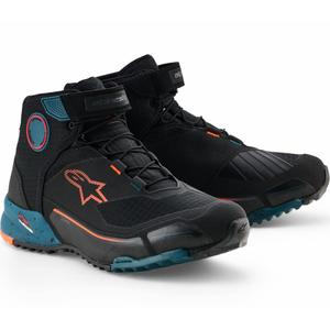 Buty motocyklowe Alpinestars CR-X Drystar czarno-niebiesko-fluo-pomarańczowe