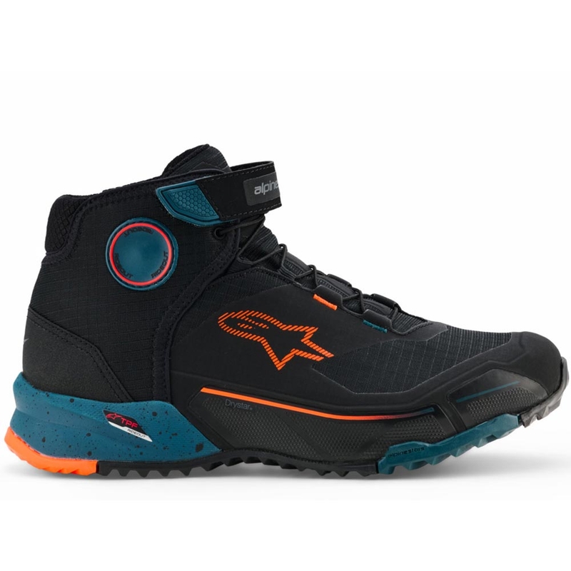 Buty motocyklowe Alpinestars CR-X Drystar czarno-niebiesko-fluo-pomarańczowe