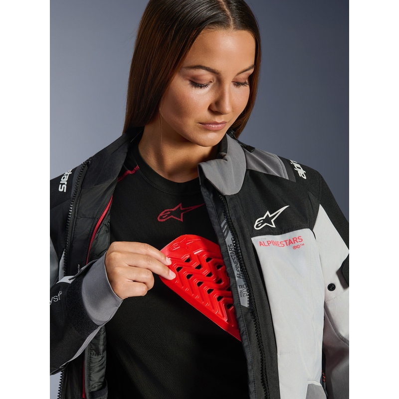 Kurtka motocyklowa damska Alpinestars Stella Andes V4 Drystar w kolorze ciemnoszarym, jasnoszarym, czarno-czerwonym