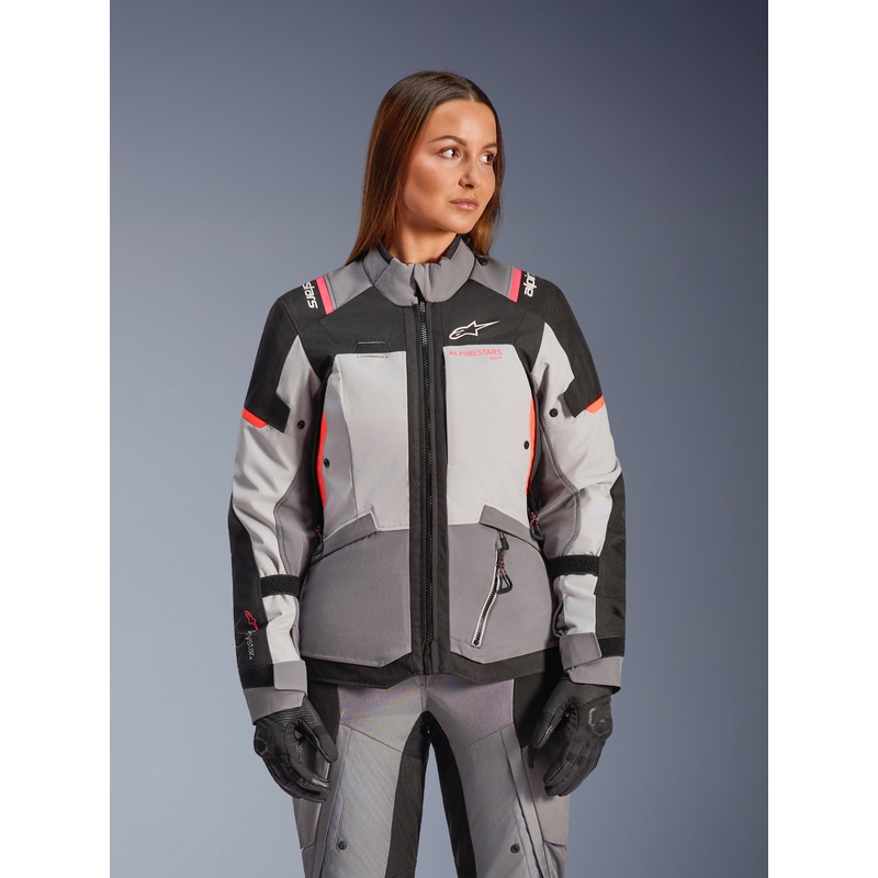 Kurtka motocyklowa damska Alpinestars Stella Andes V4 Drystar w kolorze ciemnoszarym, jasnoszarym, czarno-czerwonym