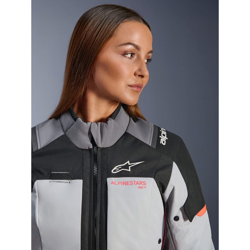 Kurtka motocyklowa damska Alpinestars Stella Andes V4 Drystar w kolorze ciemnoszarym, jasnoszarym, czarno-czerwonym