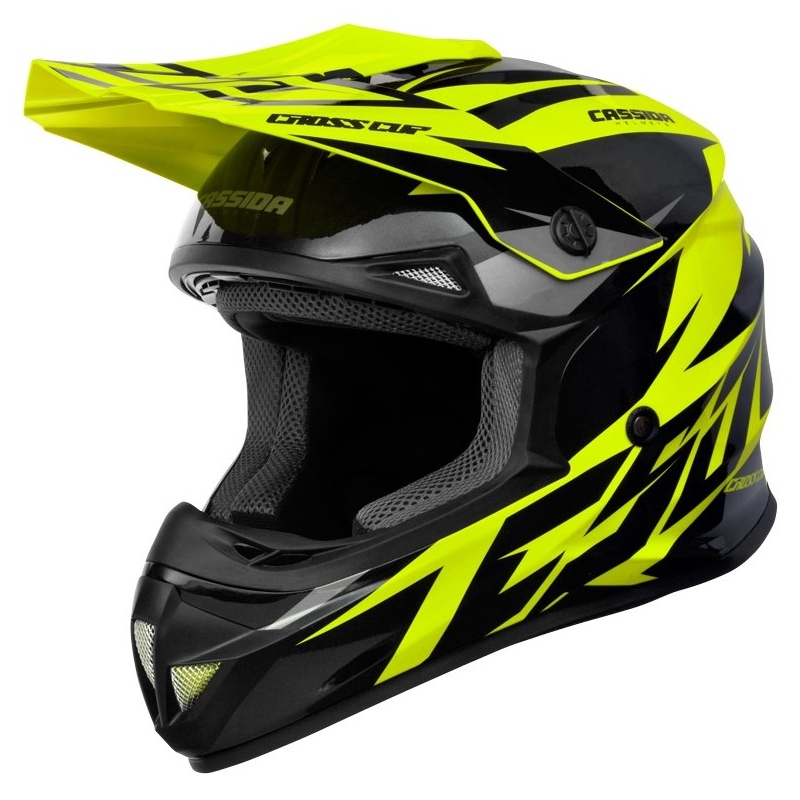 Motocrossowy kask Cassida Cross Cup Two czarno-szaro-fluo żółty