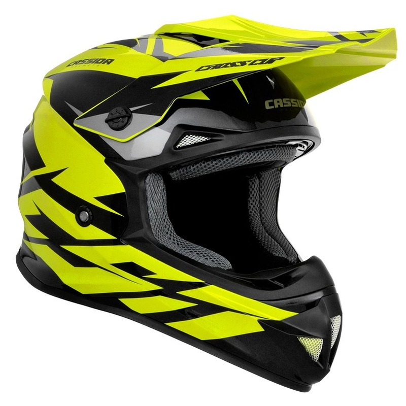 Motocrossowy kask Cassida Cross Cup Two czarno-szaro-fluo żółty