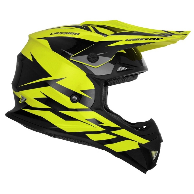 Motocrossowy kask Cassida Cross Cup Two czarno-szaro-fluo żółty