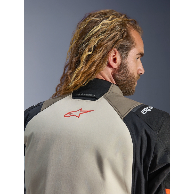 Kurtka motocyklowa Alpinestars Andes V4 Drystar w kolorze kremowo-jasnobrązowym-czarno-fluo-pomarańczowym