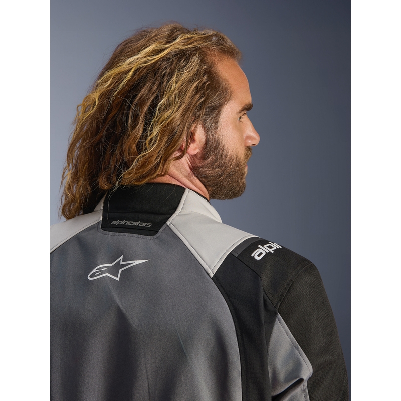 Kurtka motocyklowa Alpinestars Andes V4 Drystar w kolorze ciemnoszarym, jasnoszarym, czarnym i fluorescencyjnym żółtym