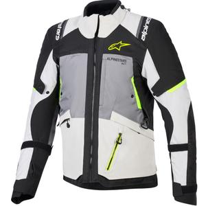 Kurtka motocyklowa Alpinestars Andes V4 Drystar w kolorze ciemnoszarym, jasnoszarym, czarnym i fluorescencyjnym żółtym