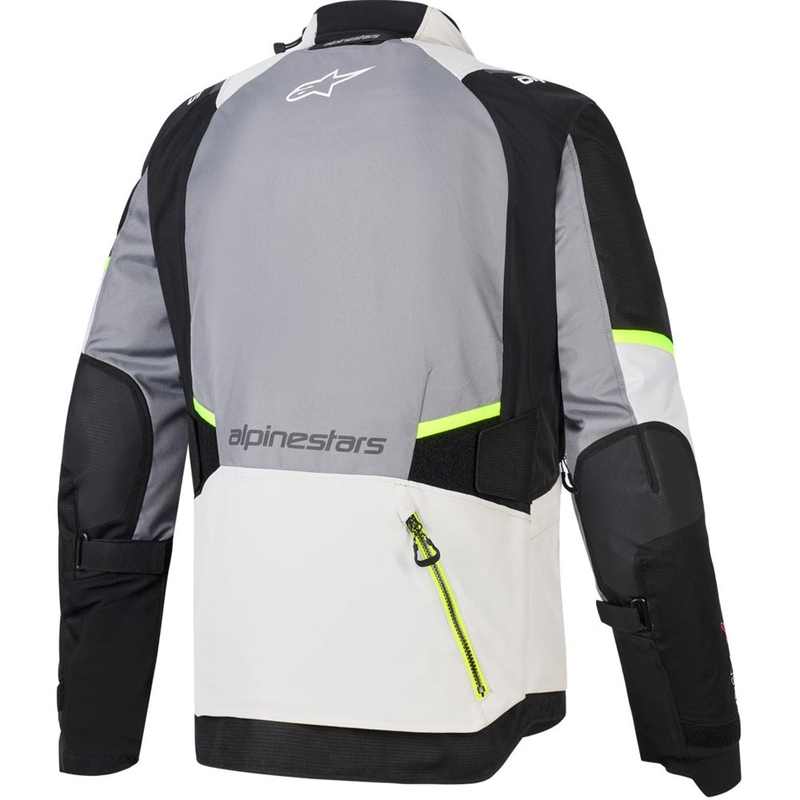 Kurtka motocyklowa Alpinestars Andes V4 Drystar w kolorze ciemnoszarym, jasnoszarym, czarnym i fluorescencyjnym żółtym