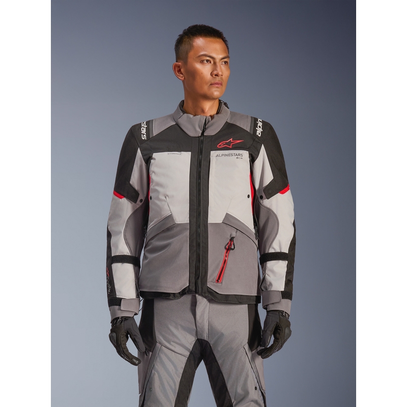 Kurtka motocyklowa Alpinestars Andes V4 Drystar w kolorze ciemnoszarym, jasnoszarym, czarno-czerwonym