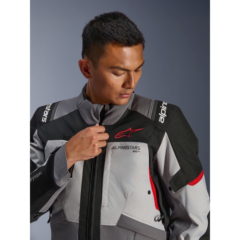 Kurtka motocyklowa Alpinestars Andes V4 Drystar w kolorze ciemnoszarym, jasnoszarym, czarno-czerwonym