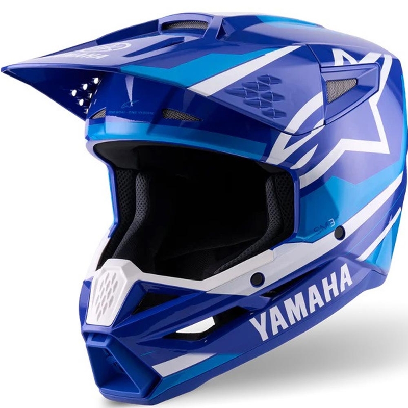Kask motocrossowy dziecięcy Alpinestars S-M3 YAMAHA kolekcja niebiesko-biała