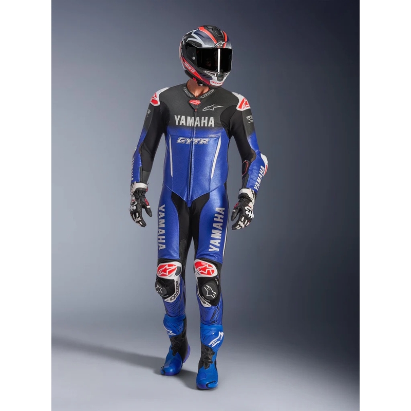 Jednoczęściowy skórzany kombinezon motocyklowy Alpinestars GP-R7 YAMAHA GYTR TECH-AIR kompatybilny z kolekcją niebiesko-czarno-biało-czerwoną