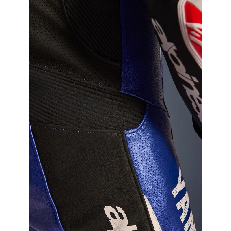 Jednoczęściowy skórzany kombinezon motocyklowy Alpinestars GP-R7 YAMAHA GYTR TECH-AIR kompatybilny z kolekcją niebiesko-czarno-biało-czerwoną
