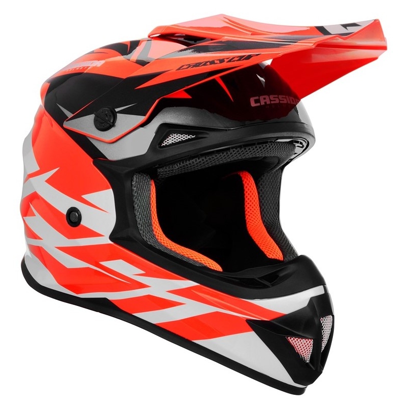 Motocrossowy kask Cassida Cross Cup Two czarno-biało-szaro-fluo pomarańczowy