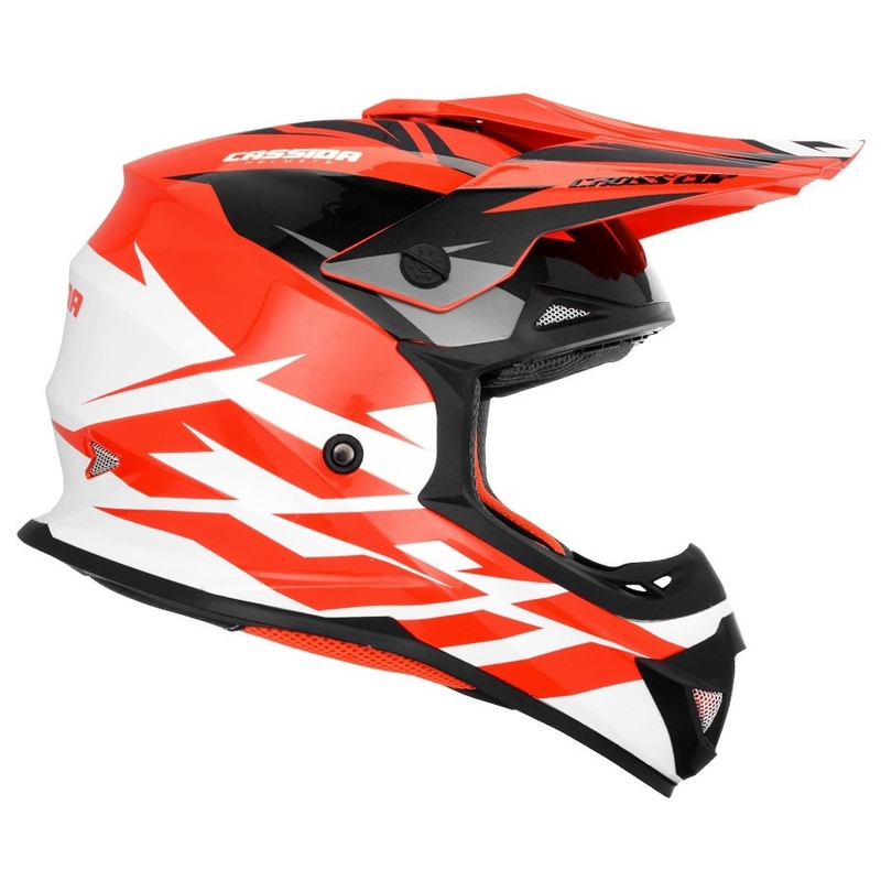 Motocrossowy kask Cassida Cross Cup Two czarno-biało-szaro-fluo pomarańczowy