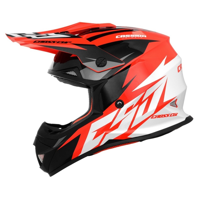 Motocrossowy kask Cassida Cross Cup Two czarno-biało-szaro-fluo pomarańczowy