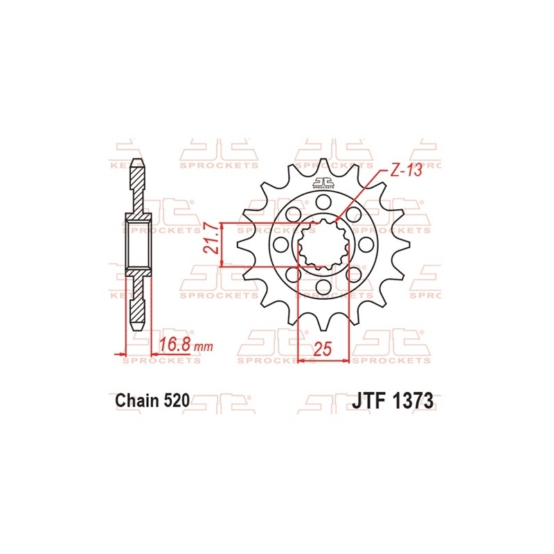 Front sprocket JT 17T, 520 rubber cushioned