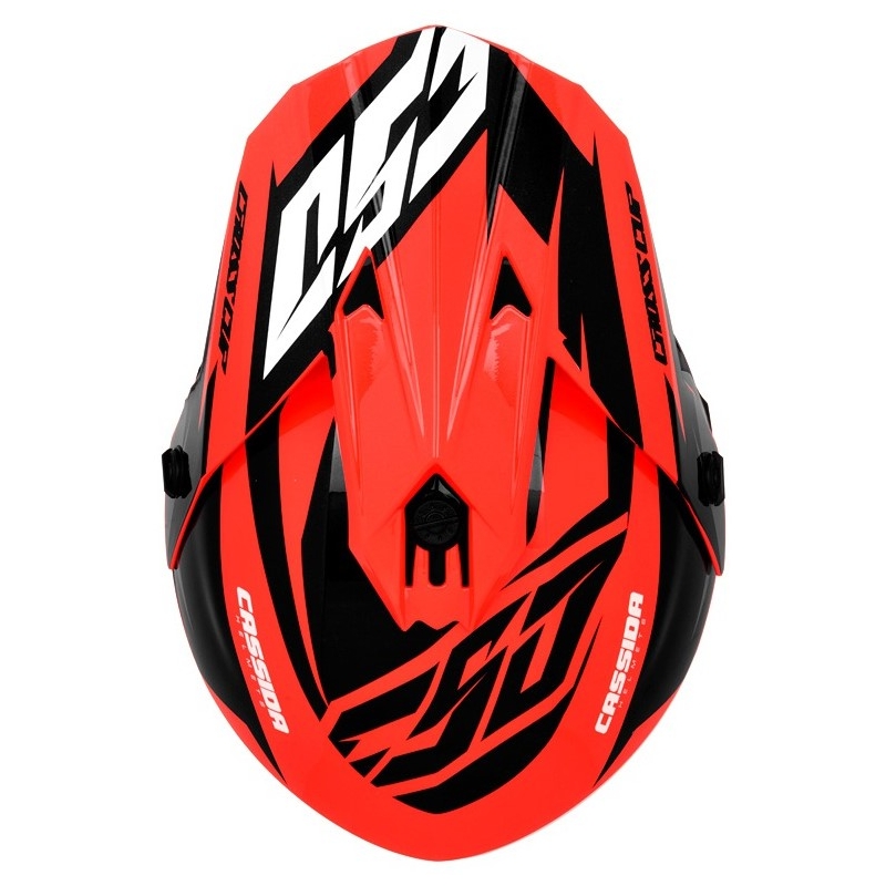 Motocrossowy kask Cassida Cross Cup Two czarno-biało-szaro-fluo pomarańczowy