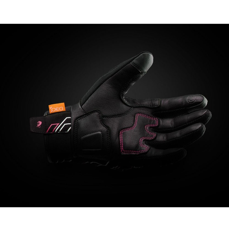 Damskie rękawice motocyklowe Furygan Jet Neon D3O® Evo czarno-biało-różowe