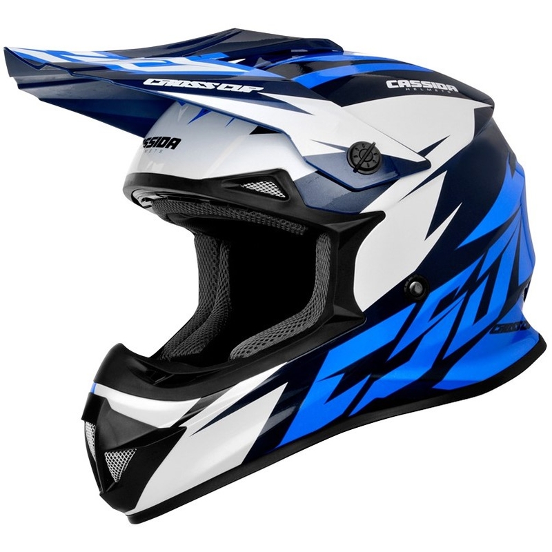 Motocrossowy kask Cassida Cross Cup Two czarno-biało-niebieski