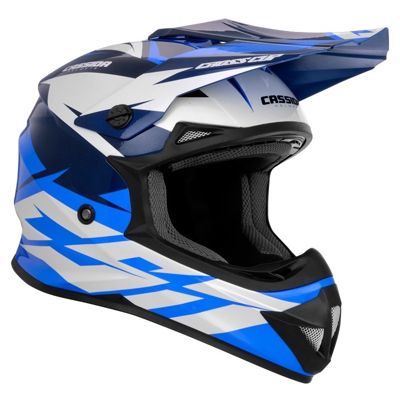 Motocrossowy kask Cassida Cross Cup Two czarno-biało-niebieski
