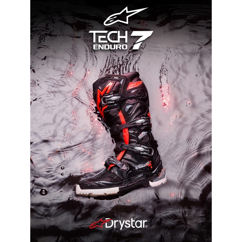 Buty motocyklowe Alpinestars TECH 7 Enduro Drystar czarno-fluo czerwono-białe